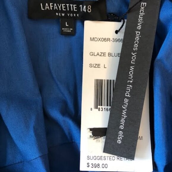 NWT LAFAYETTE 148 NY Lunella Bell-Sleeve Shift Dress Periwinkle L MSRP $398 - Picture 4 of 4